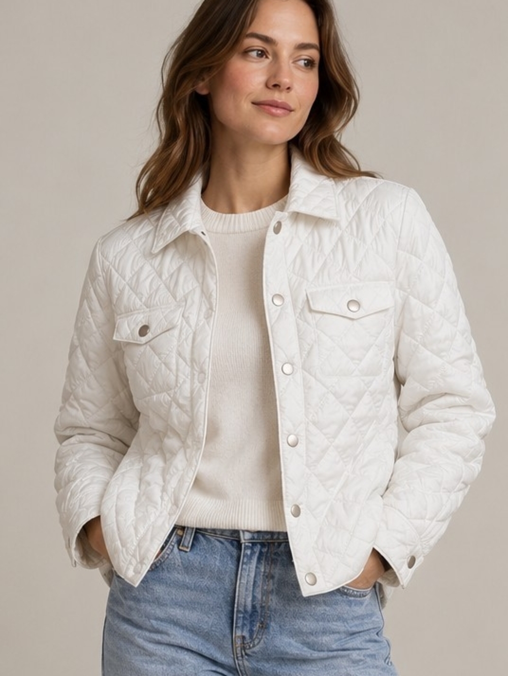 209 WST 38 White Quilted Shirt Jacket Shacket XS